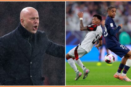 Arne Slot and Bradley Barcola