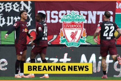 Yan Diomande celebrates with his RB Leipzig teammates