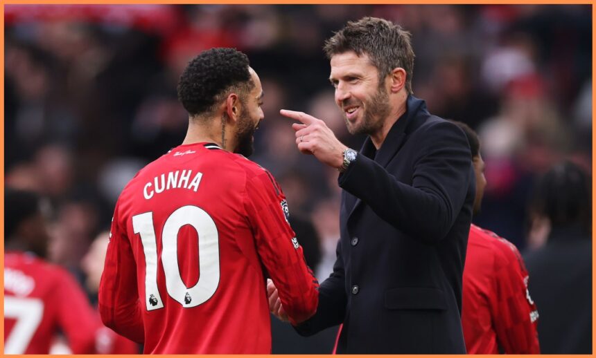 Michael Carrick celebrates after Manchester United