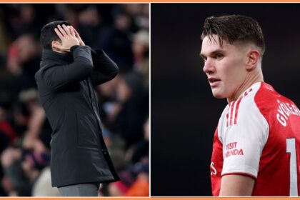 Arsenal manager Mikel Arteta and striker Viktor Gyokeres