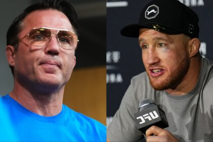 Chael Sonnen on the set of The Ultimate Fighter, opposite Justin Gaethje at the UFC 313 post-fight press conference