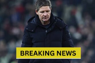 Crystal Palace Manager Oliver Glasner shows dejection during the Premier League match between Sunderland and Crystal Palace at the Stadium Of Light in Sunderland.