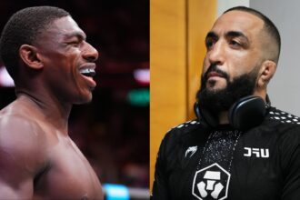 Joaquin Buckley enters the Octagon at UFC Atlanta, opposite Belal Muhammad in the locker room at UFC Qatar