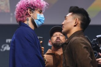 Sean O'Malley and Song Yadong face off at a UFC 324 press conference
