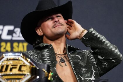 Diego Lopes appears at a UFC 325 press conference