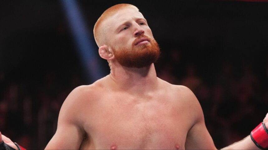 Bo Nickal reacts after a win over Cody Brundage at UFC 300