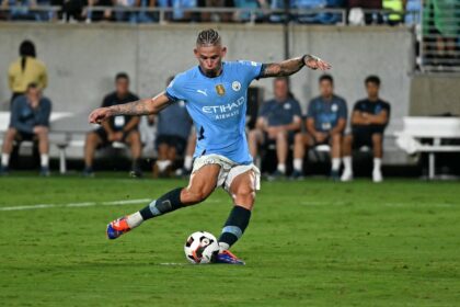 Kalvin Phillips in action for Man City