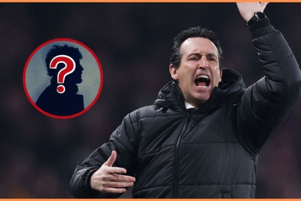 Aston Villa manager Unai Emery with overlay of mystery player