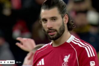 Dominik Szoboszlai after scoring the banger for Liverpool