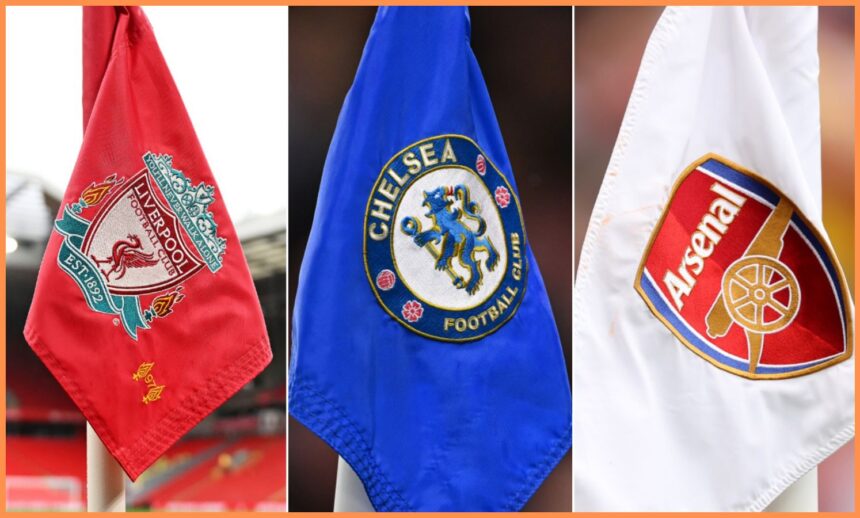 Liverpool, Chelsea and Arsenal flags