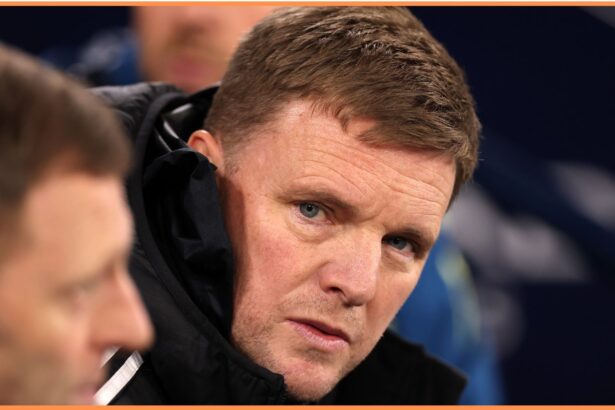 Newcastle manager Eddie Howe looks on