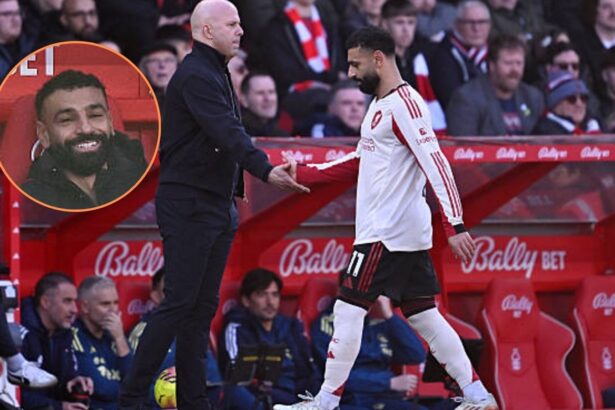 Mohamed Salah after being taken off against Nottingham Forest