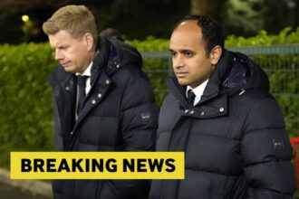 Tottenham Hotspur Sporting Director Johan Lange (left) and Chief Executive Vinai Venkatesham arriving the Premier League match at the Vitality Stadium, Bournemouth