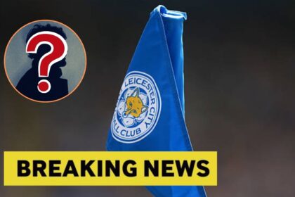 Leicester City corner flag with overlay of mystery man and breaking news