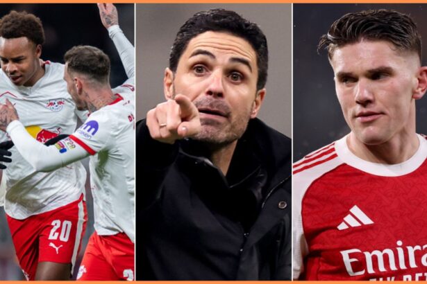 David Raum, Mikel Arteta, and Viktor Gyokeres