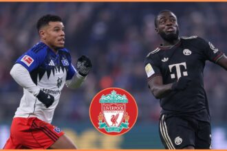 Dayot Upamecano in action for Bayern against Hamburg