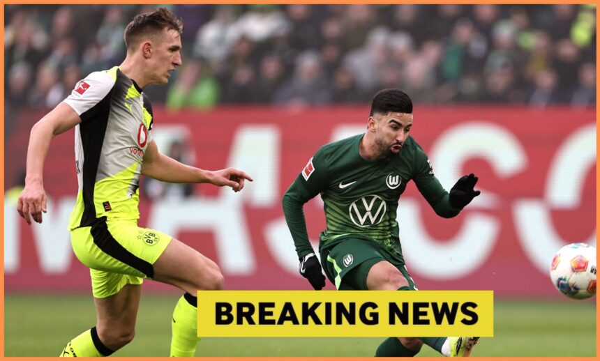 Nico Schlotterbeck in action for Borussia Dortmund against Wolfsburg