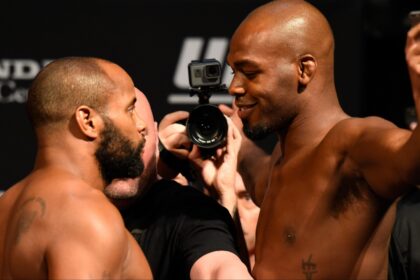 Daniel Cormier and Jon Jones face off at the UFC 214 ceremonial weigh-in