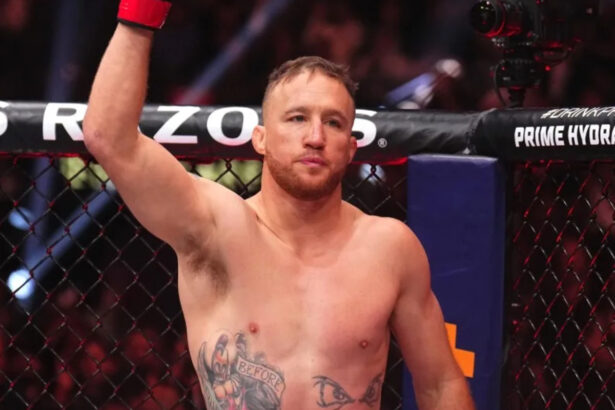 Justin Gaethje enters the UFC Octagon