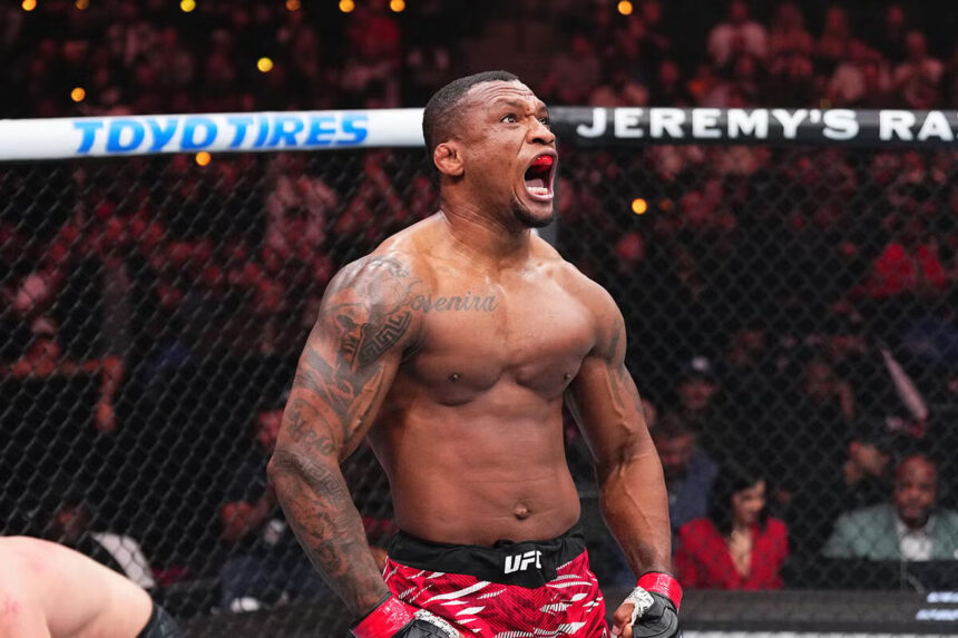 Jailton Almeida celebrates UFC win