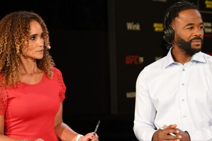 Karyn Bryant and Rashad Evans during a UFC broadcast