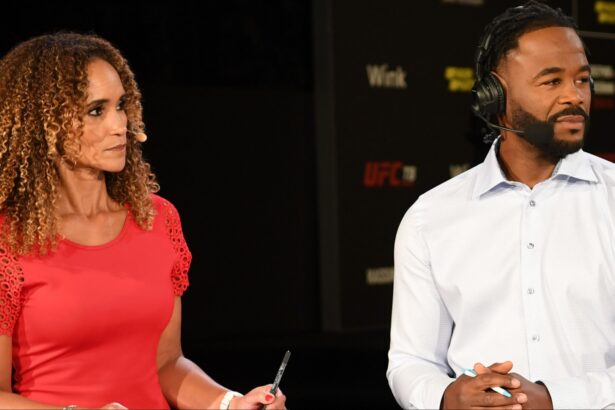 Karyn Bryant and Rashad Evans during a UFC broadcast