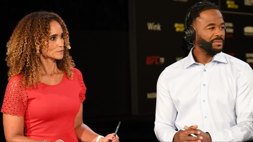 Karyn Bryant and Rashad Evans during a UFC broadcast
