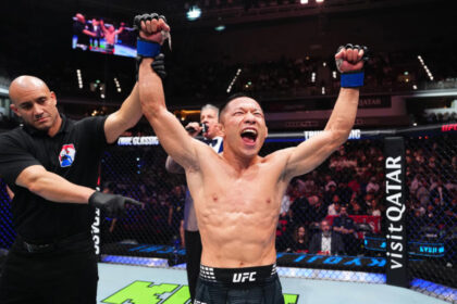 Kyoji Horiguchi celebrates win in UFC return