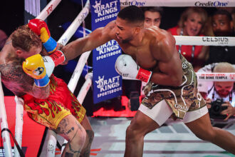 Anthony Joshua punches Jake Paul in Netflix clash