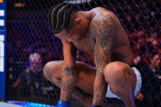 Vinicius Oliveira enters the Octagon for his fight at UFC Saudi Arabia