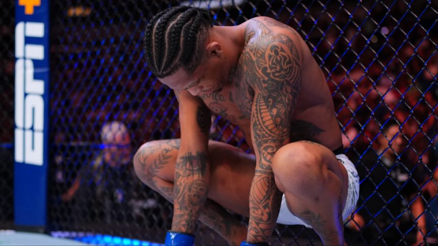 Vinicius Oliveira enters the Octagon for his fight at UFC Saudi Arabia