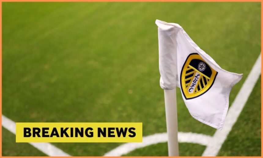 Leeds United corner flag with overlay of Breaking News