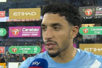 Manchester City forward Omar Marmouche celebrates the impact of the Carabao Cup (video)