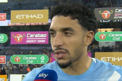 Manchester City forward Omar Marmouche celebrates the impact of the Carabao Cup (video)