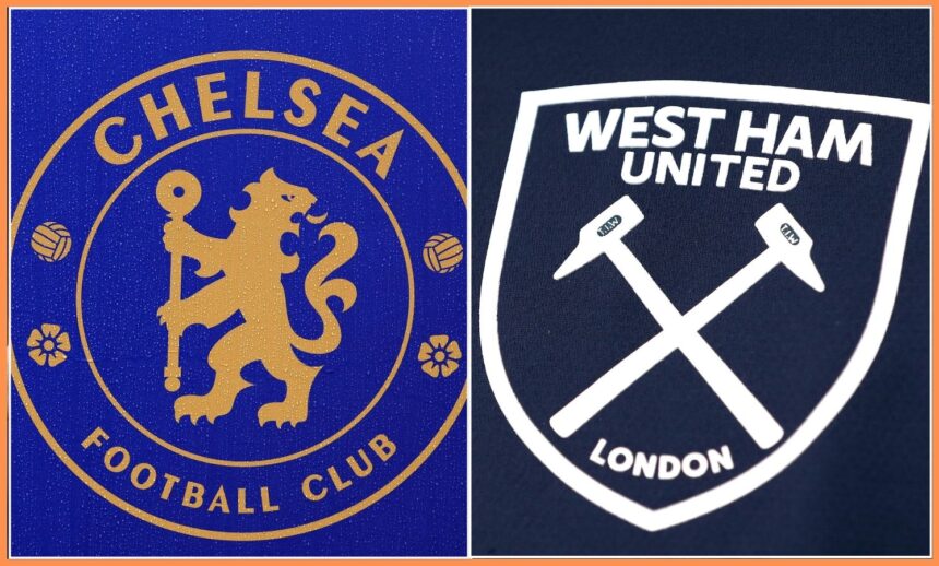Chelsea and West Ham club badges
