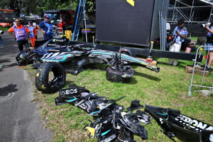 Kimi Antonelli's stricken Mercedes W17