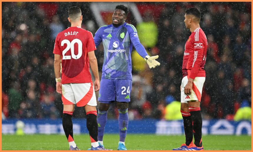 Andre Onana with Diogo Dalot and Casemiro