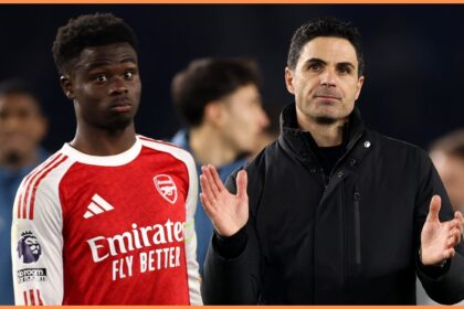 Bukayo Saka and Mikel Arteta