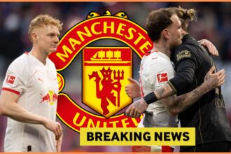 David Raum with his RB Leipzig teammates