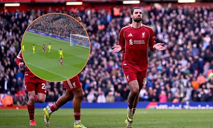 Dominik Szoboszlai celebrates after scoring free-kick