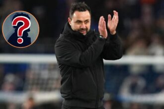 Roberto De Zerbi with overlay of mystery player