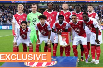 Lamine Camara lining up with Monaco