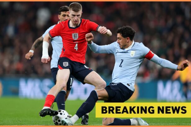 Adam Wharton in action for England against Uruguay