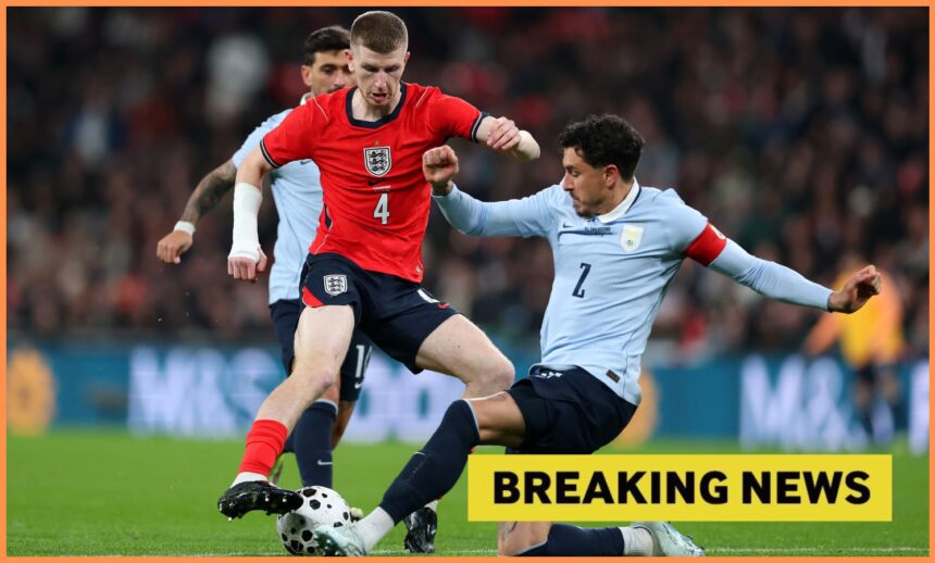 Adam Wharton in action for England against Uruguay