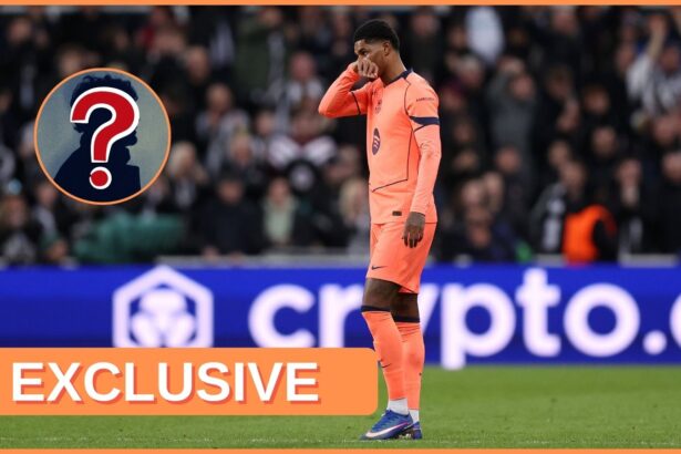 Marcus Rashford in action for Barcelona, and