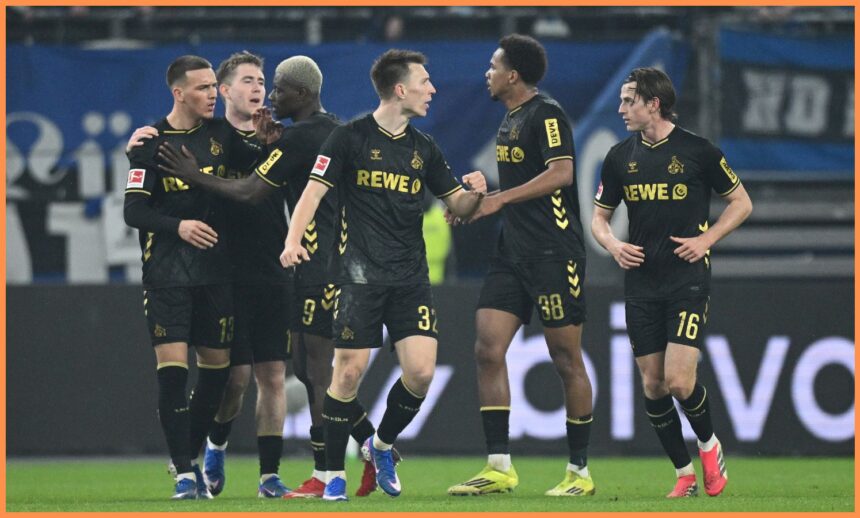 Said El Mala celebrates with his FC Koln teammates