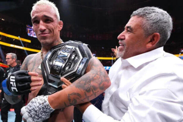 Charles Oliveira celebrates UFC 326 win