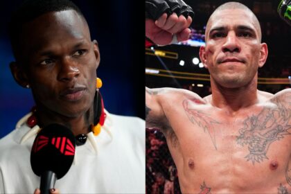 Israel Adesanya gets interviewed ahead of UFC 305, opposite Alex Pereira after his loss to Magomed Ankalaev at UFC 313