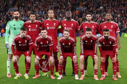Liverpool players lining up ahead of the Real Madrid game