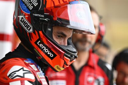 Marc Marquez, 2026 MotoGP Brazilian Grand Prix, leaving pit box. Credit: Gold and Goose.